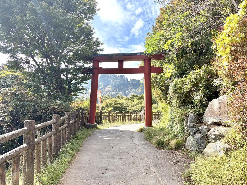 青空の下の赤い鳥居