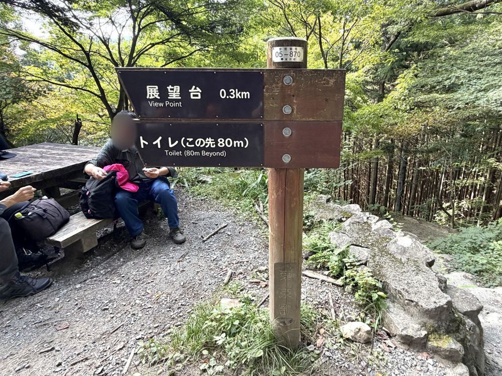 「展望台 0.3km」の案内板